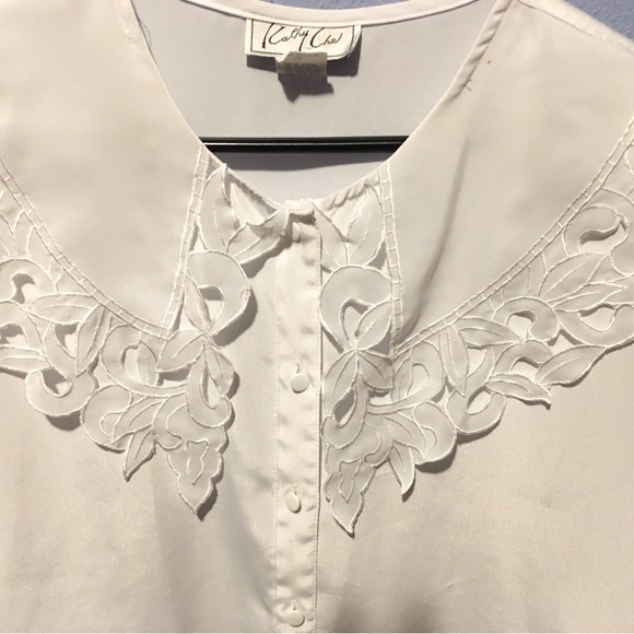 Kathy Che White Feminine Blouse Sz 16P - Picture 2 of 8